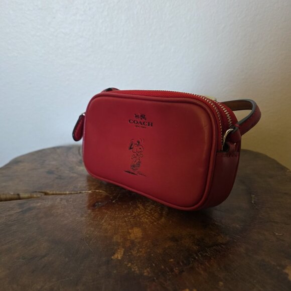 Coach x Peanuts Snoopy Red Leather Mini Crossbody Bag NWOT Rare Limited Edition - Picture 11 of 16